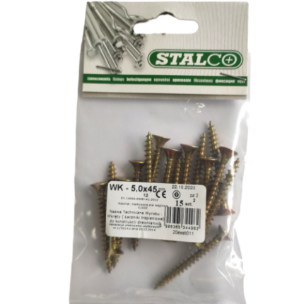 Wood and chipboard screws WK 5,0x45mm - 15pcs-MYHOMETOOLS-STALCO