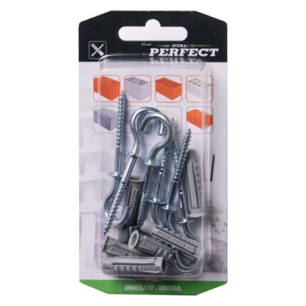 Wall Plug With Hook 5pcs 8mm STALCO PERFECT BRXHS084546-MYHOMETOOLS-STALCO