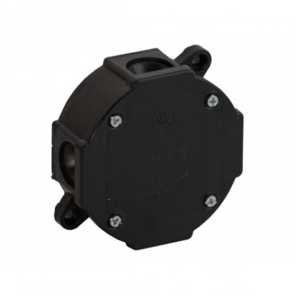 Black round junction box 79 x 79 x 37 mm-MYHOMETOOLS-STALCO